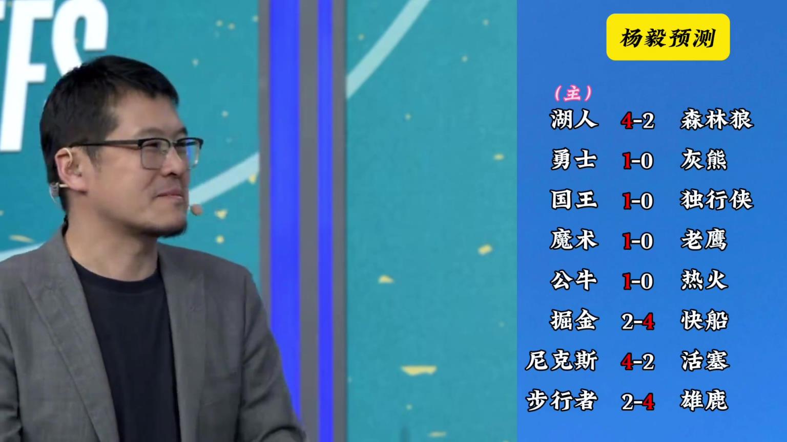明燈來(lái)了！看看楊毅的季后賽預(yù)測(cè)：湖人4-2狼 快船4-2掘金